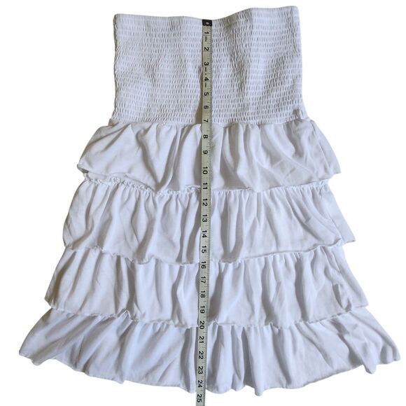 No Boundaries White Tiered Strapless Tube Dress Size M (7-9) - Picture 10 of 11